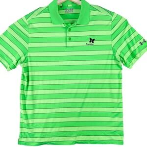 Under Armour Kapalua Polo Shirt Mens Large Green Stripe HeatGear Golf Preppy